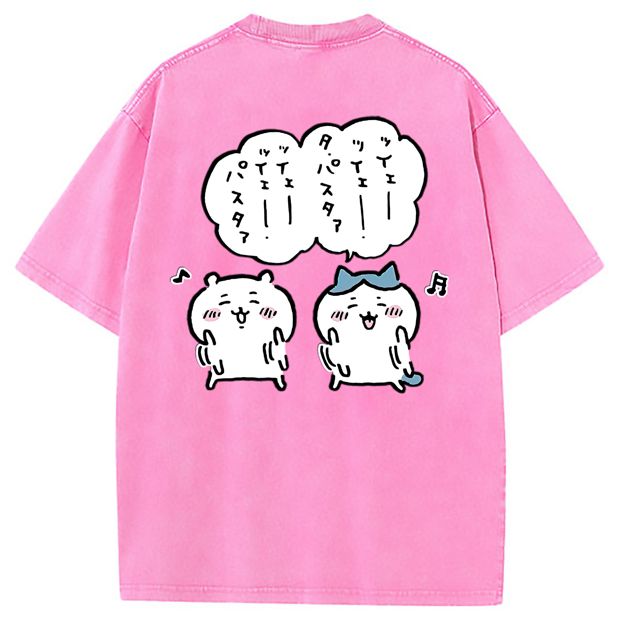 （画像用） ちいかわ ハチワレ Chii-kawa hachiware 綿100% ヴィンテージ風 半袖Tシャツ（背面プリント）